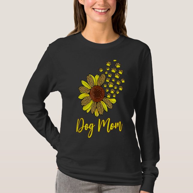 T-shirt Sable Flower Chien Maman Paw Empreinte (Devant)