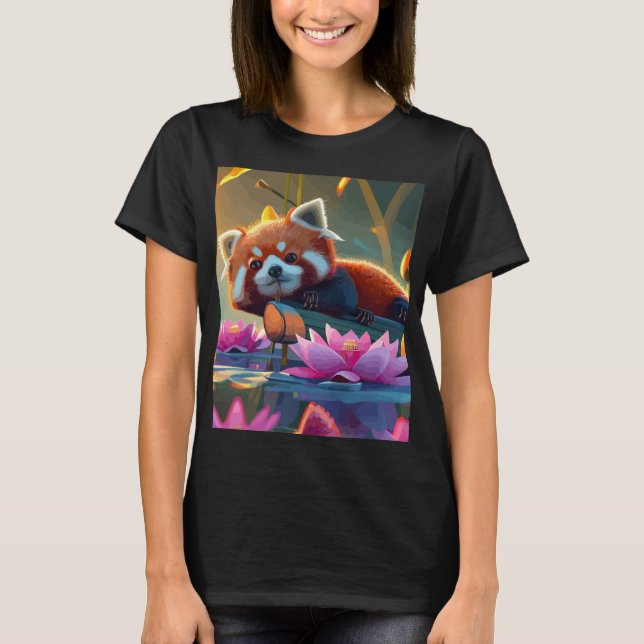 T-shirt Sable rouge posé sur une bille dans un étang de lo (Devant)