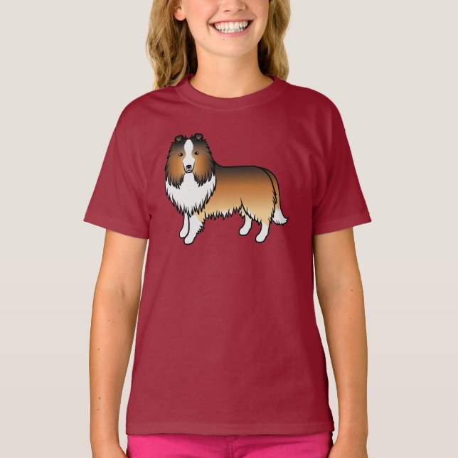 T-shirt Sable Shetland Sheepdog Shelter Dessin Chien (Devant)