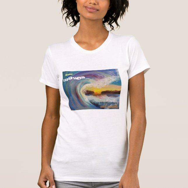 T-shirt Sable, vagues et coucher du soleil de #beachlife (Devant)