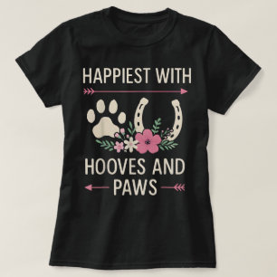 T-shirt Sabots Pattes Floral Cheval Chien Vie de Grange Fe