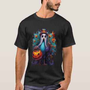 T-shirt Sac à bonbons effrayant Paon fantôme Halloween Épo