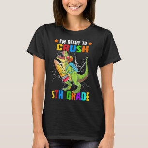 T-shirt Sac à dos de dinosaure de 5e année Crush Retour à