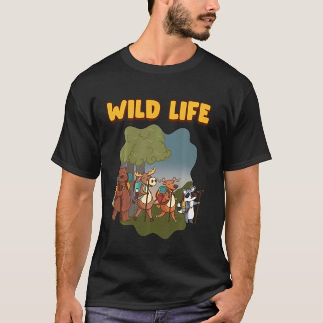 T-shirt Sac à dos Faune Chemise Cerf Moose Raccoon Ours Sa (Devant)