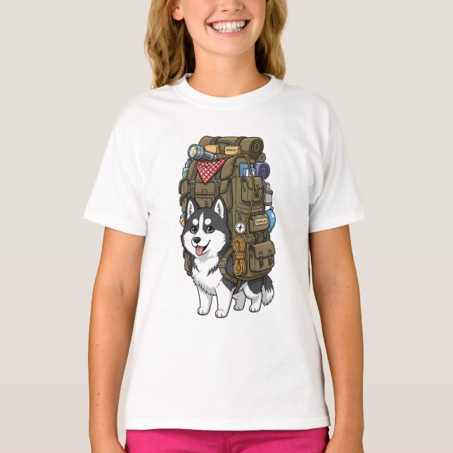 T-shirt Sac à dos Husky Aventure Enfants (Devant)