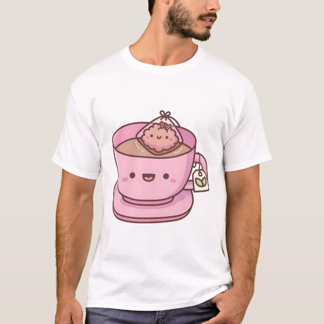 T-shirt Sac à thé et thé mignon (Devant)