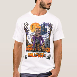 T-shirt Sac de bonbons épouvantail d'Halloween Citrouilles