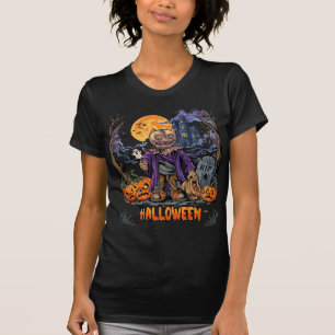 T-shirt Sac de bonbons épouvantail d'Halloween Citrouilles