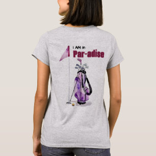 T-shirt Sac de golf aquarelle violet, drapeau & balle