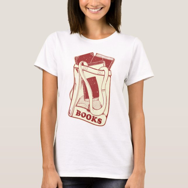 T-shirt Sac de livres que j'aime lire (Devant)