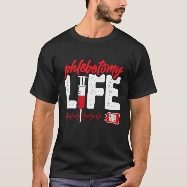 T-shirt Sac de sang Phlebotomie Vie Phlebotomiste Hommes F (Devant)