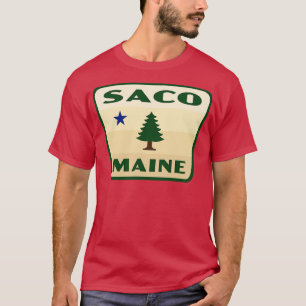 T-shirt Saco Maine Insigne Rétro Pine Arbre Tan