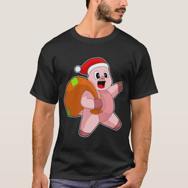 T-shirt Sacoche de Noël de porc (Devant)