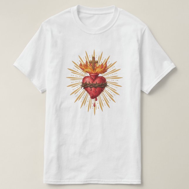 T-shirt Sacred Heart of Jesus Catholic Traditional (Design devant)
