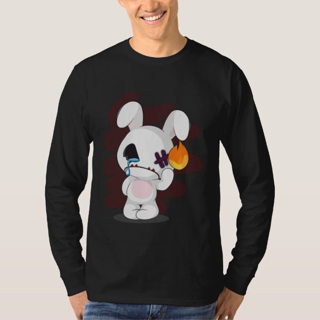 T-shirt Sad Broken Cute Emo Déplaisant Bunny Goth Horreur (Devant)