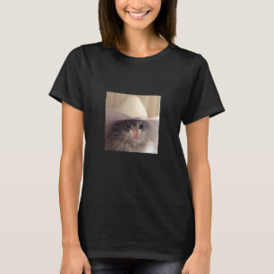 T-shirt Sad Cat Cowboy Casquette Mème Drôle Internet Viral