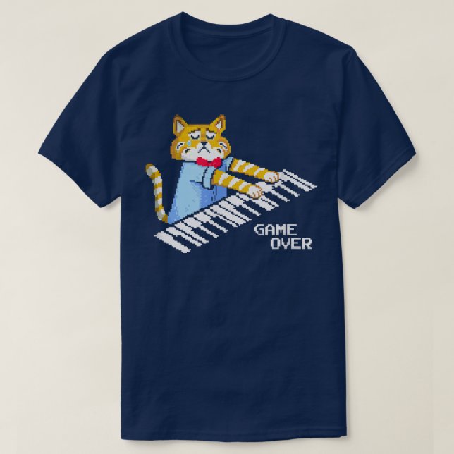 T-shirt Sad Cat jouer au clavier Game Over  (Design devant)