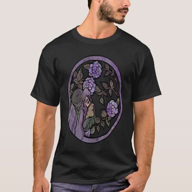 T-shirt Sad Goddess Purple Roses artwork (Devant)