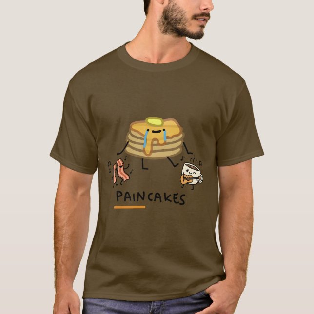 T-shirt Sad Paincakes - Funny Breakfast Food Pun & Kawaii  (Devant)