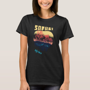 T-shirt Safari Afrique Serengeti Faune Éléphants Girafe