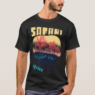 T-shirt Safari Afrique Serengeti Faune Eléphants Giraffe