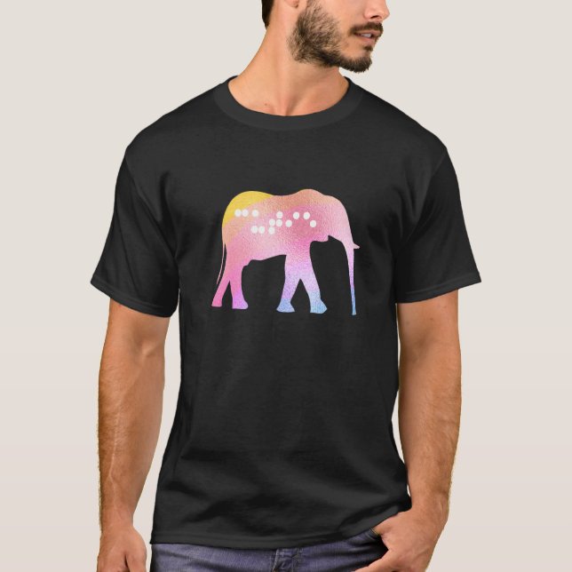 T-shirt Safari Animals Elephant Cutie Braille Pastel Kids  (Devant)