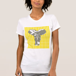 T-shirt Safari Jaune Doré Dot avec Eléphant Pop Art