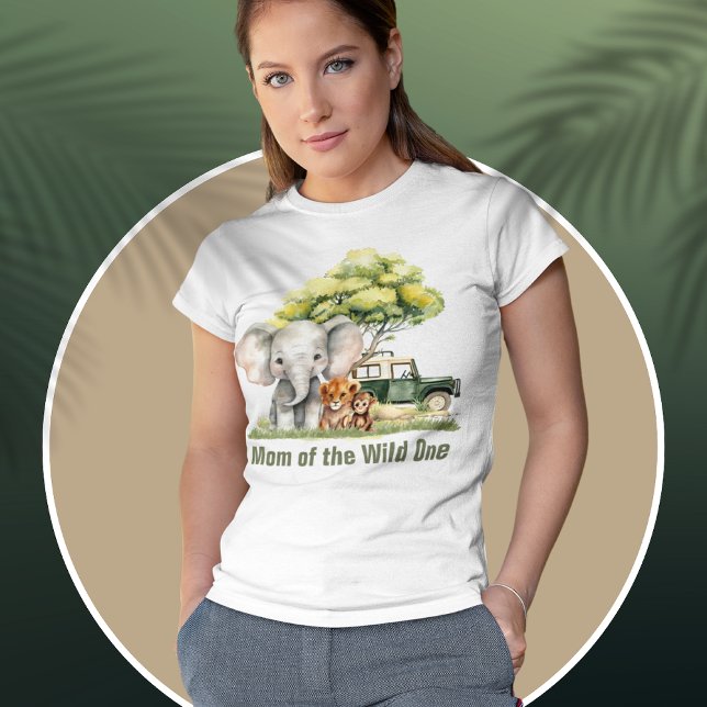 T-shirt Safari Jungle Maman de la nature Un Anniversaire (Safari Jungle Mom of the Wild One Elephant Lion Monkey Safari Car Birthday Tshirt)