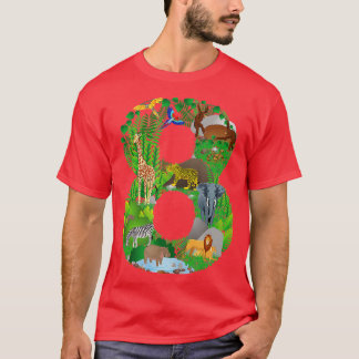 T-shirt Safari Jungle Zoo Thème Animaux Huitième anniversa