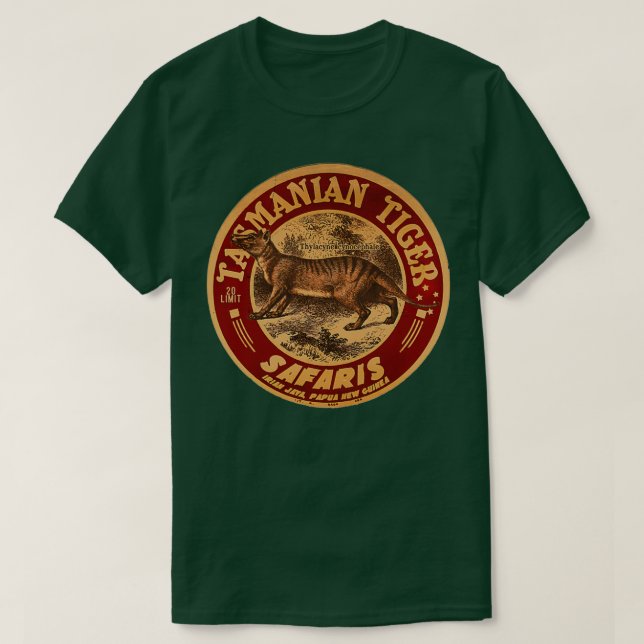 T-shirt Safari Tigre vintage Tasmanie (Design devant)