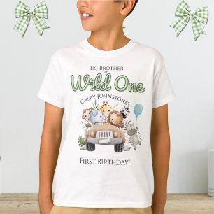T-shirt Safari Wild One Aquarelle 1er Anniversaire avec Ti