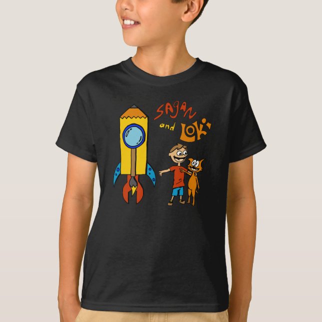 T-shirt Sagan et pièce en t noire de Rocket de Loki (Devant)
