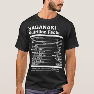 T-shirt Saganaki Nutrition Facts Drôle Graphique