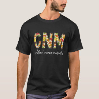 T-shirt Sage-femme certifiée CNM Feuilles d'automne Automn