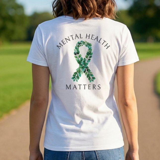 T-shirt Sage Green Botanical Back Print Mental Health (sage_green_botanical_back_print_mental_health_t_shirt)