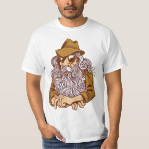 T-shirt Sage Vieux Vagabond – Homme Barbu Cool avec Chapea