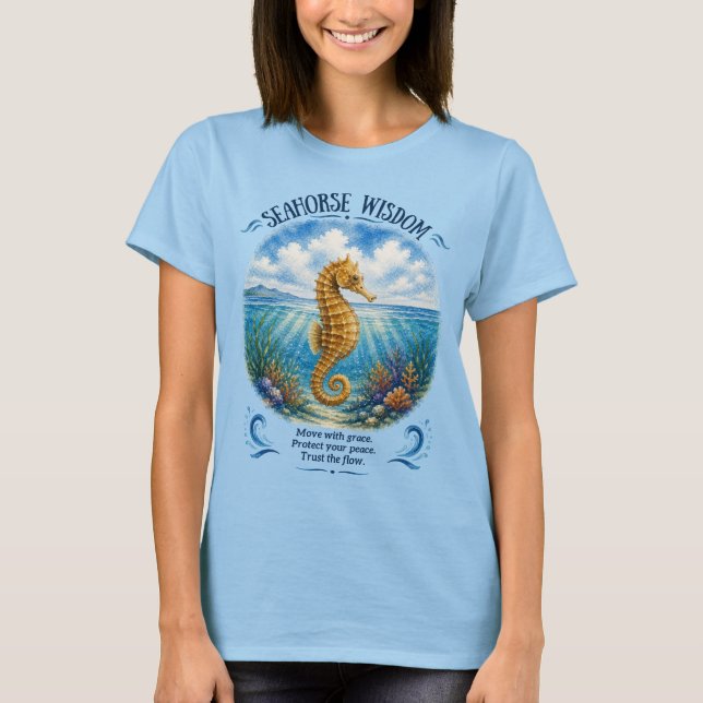 T-shirt Sagesse de l'Hippocampe Sous les Vagues (Devant)