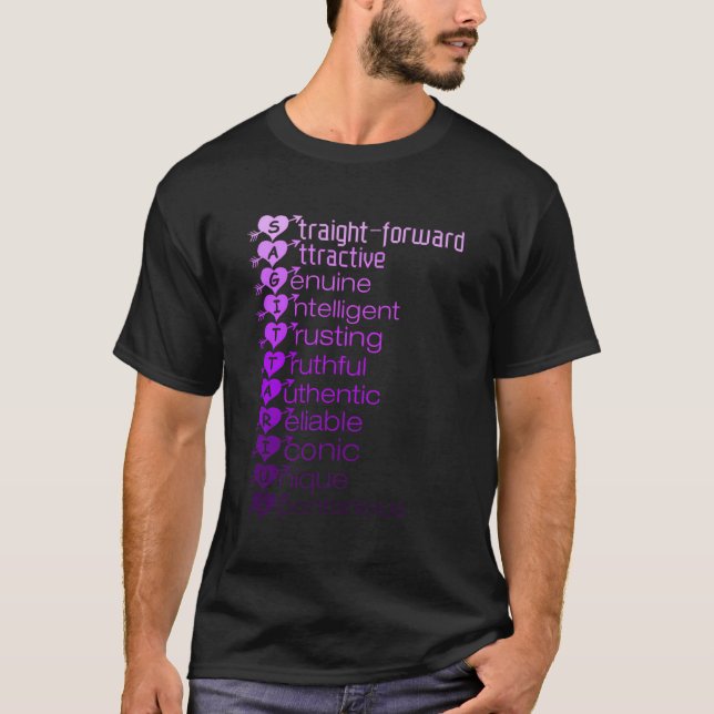 T-shirt Sagittaire Écraser Graphisme Acronyme Zodiaque Ini (Devant)