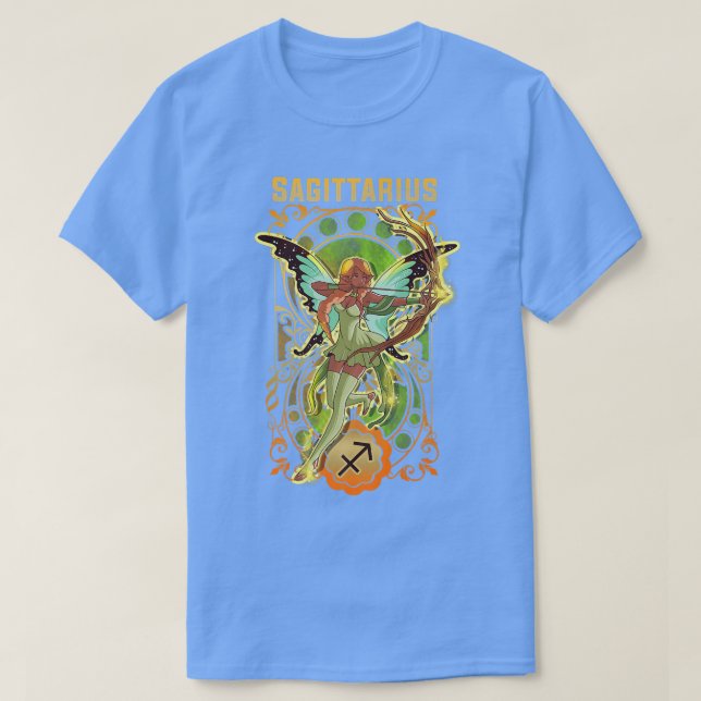 T-shirt Sagittarius Anime Fées d'anniversaire Fées Fées Bl (Design devant)