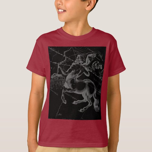 T-shirt Sagittarius carte de constellation par Hevelius su (Devant)
