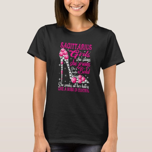 T-shirt Sagittarius Girl Like a Boss in Control losange sh (Devant)