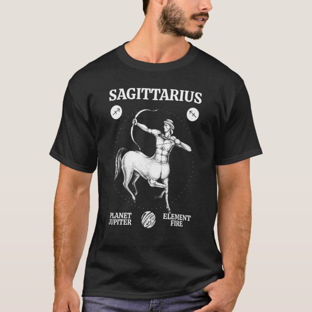 T-shirt Sagittarius Planète Jupiter Élément Feu (Devant)