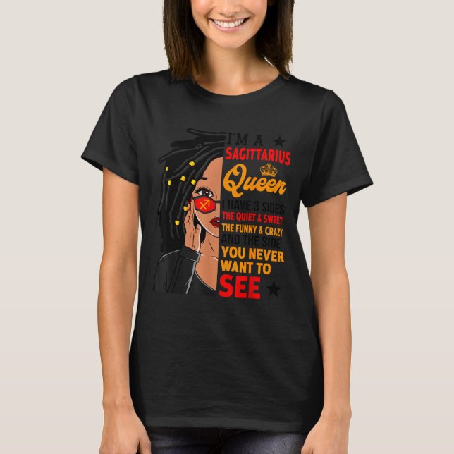 T-shirt Sagittarius Queen African American Loc'd Woman Zod (Devant)