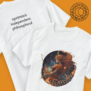 T-shirt Sagittarius Rust Orange et or Aquarelle Zodiac
