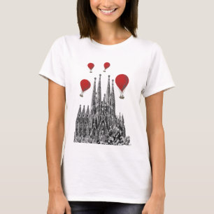 T-shirt Sagrada Familia et ballons à air d'un rouge ardent