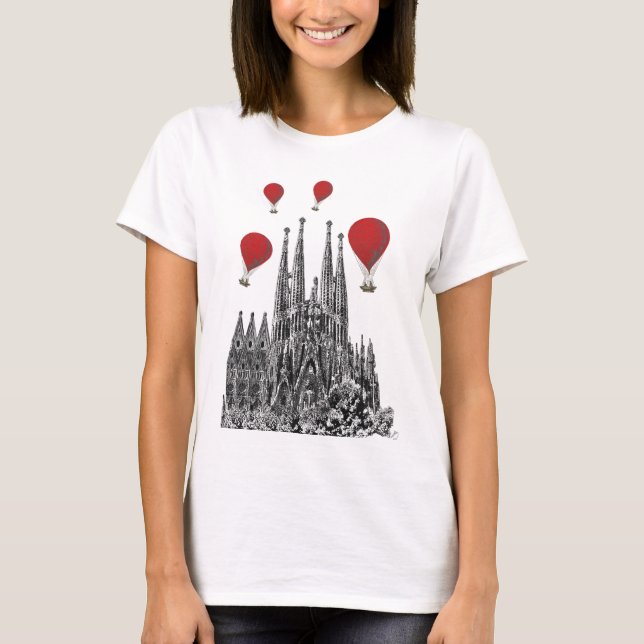 T-shirt Sagrada Familia et Red Hot Air Balloons 2 (Devant)