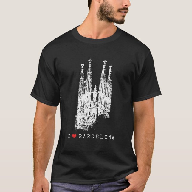 T-shirt Sagrada Familia Skyline Spain Fan I Love Barcelona (Devant)