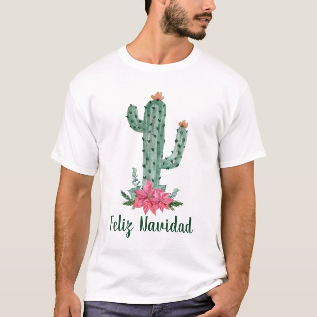 T-shirt Saguaro Cactus de Noël Feliz Navidad (Devant)