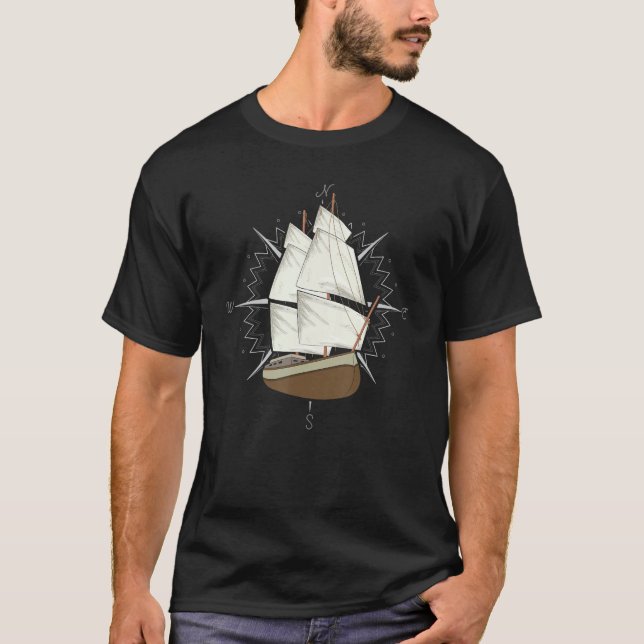 T-shirt Sailboat Captain Sail Ship Sailor Nautical Skipper (Devant)