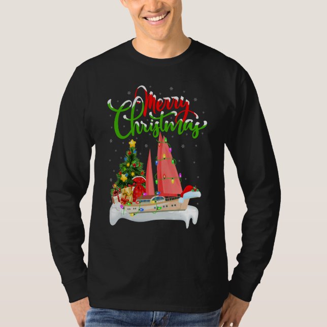 T-shirt SailBoat  Xmas Decorations Santa SailBoat Christma (Devant)